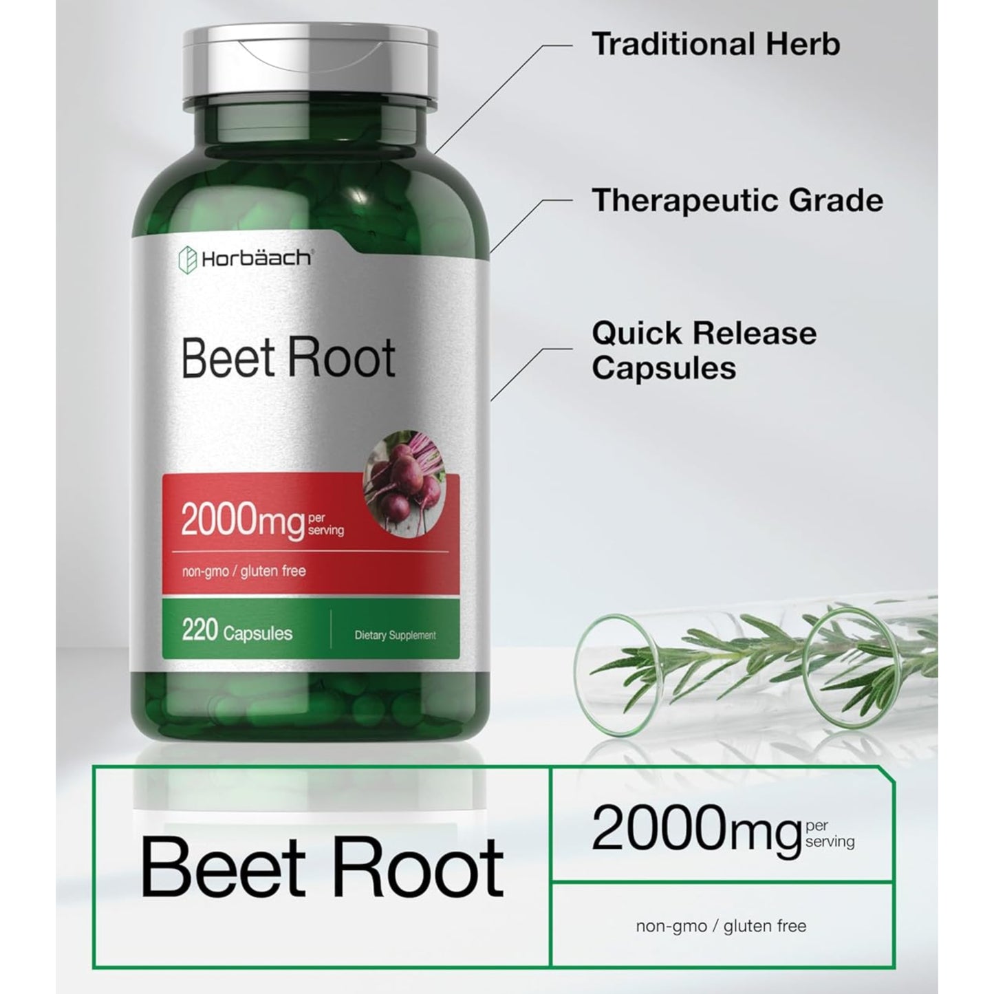 Premium Beet Root Capsules for Wellness | Non-GMO, Gluten Free Supplement