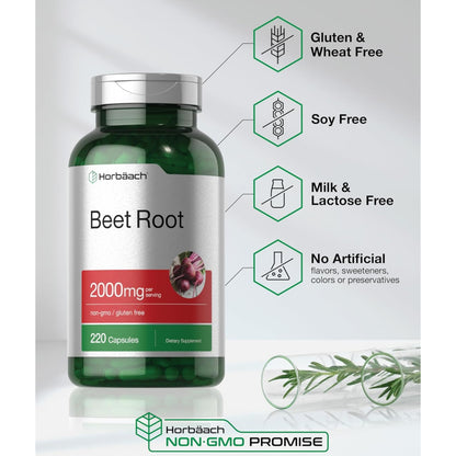 Premium Beet Root Capsules for Wellness | Non-GMO, Gluten Free Supplement