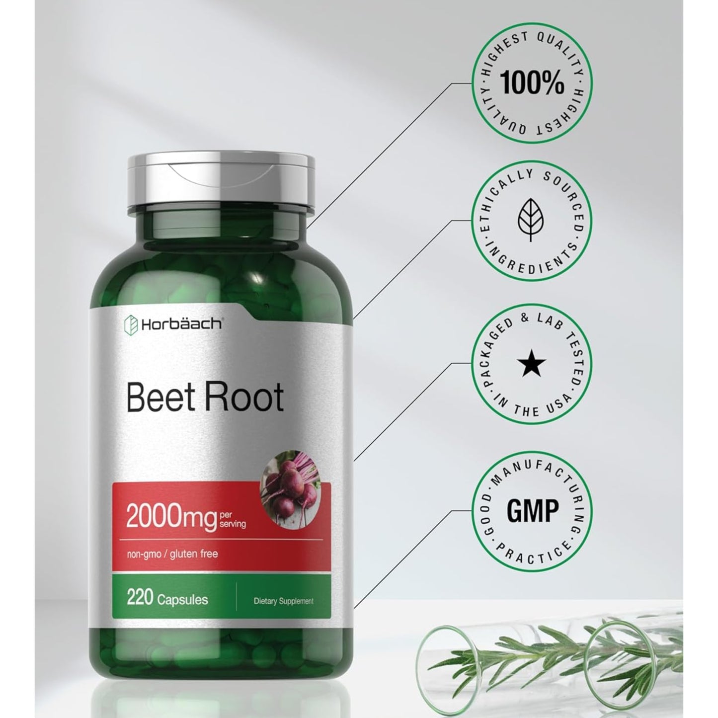 Premium Beet Root Capsules for Wellness | Non-GMO, Gluten Free Supplement